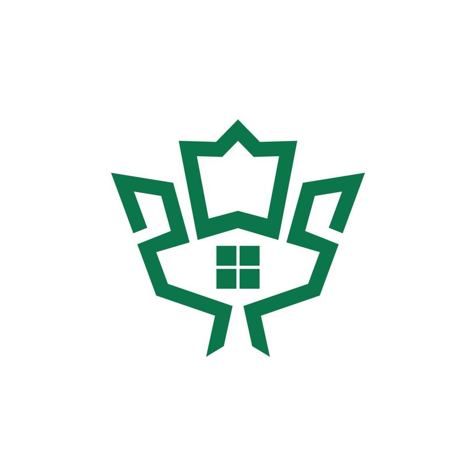 combinación de casa y hoja de arce en fondo blanco, diseño de logotipo de plantilla vectorial editable vector