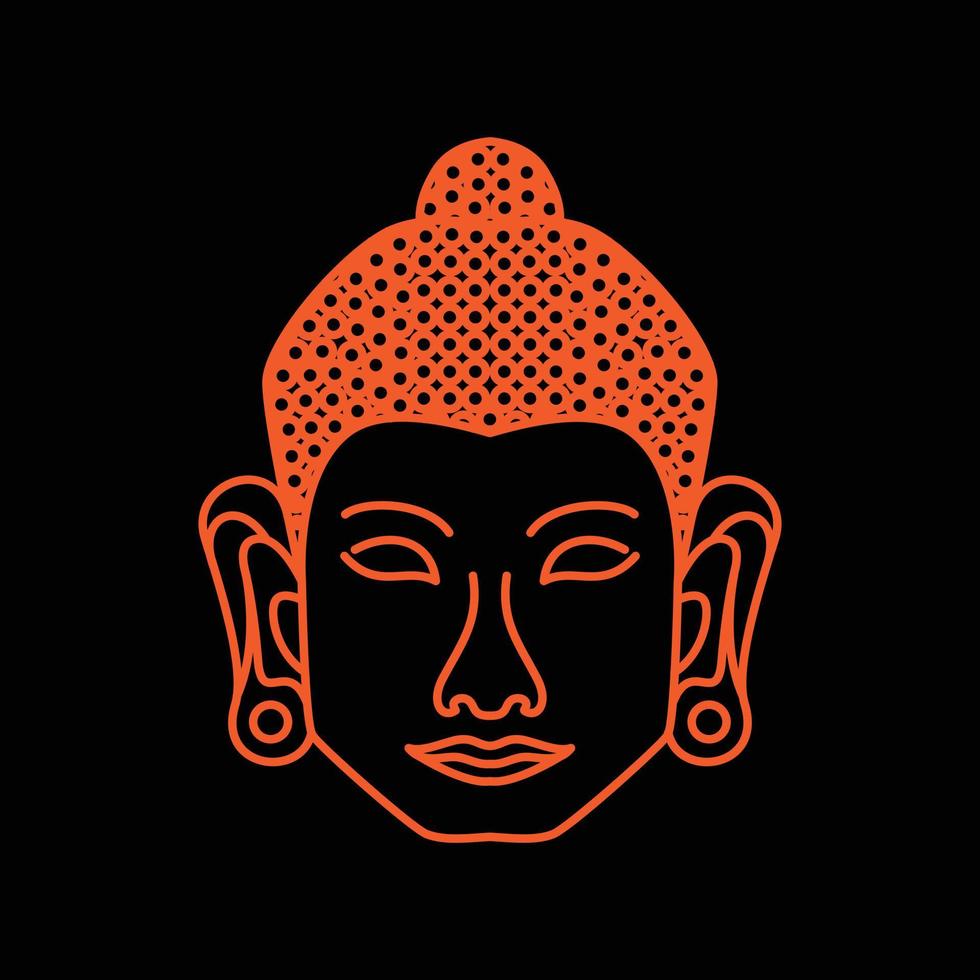 Minimalist flat logo design Vector of Face Buddha monk with Line art