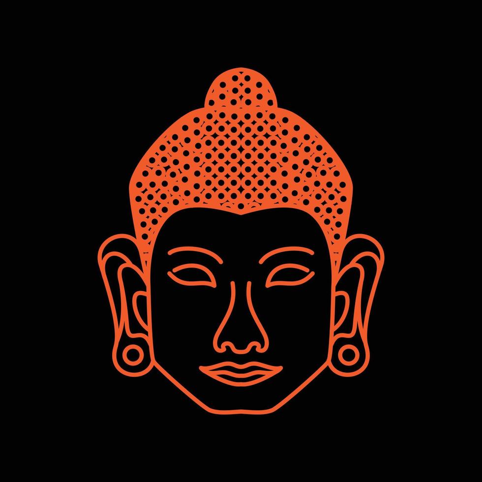 Minimalist flat logo design Vector of Face Buddha monk with Line art