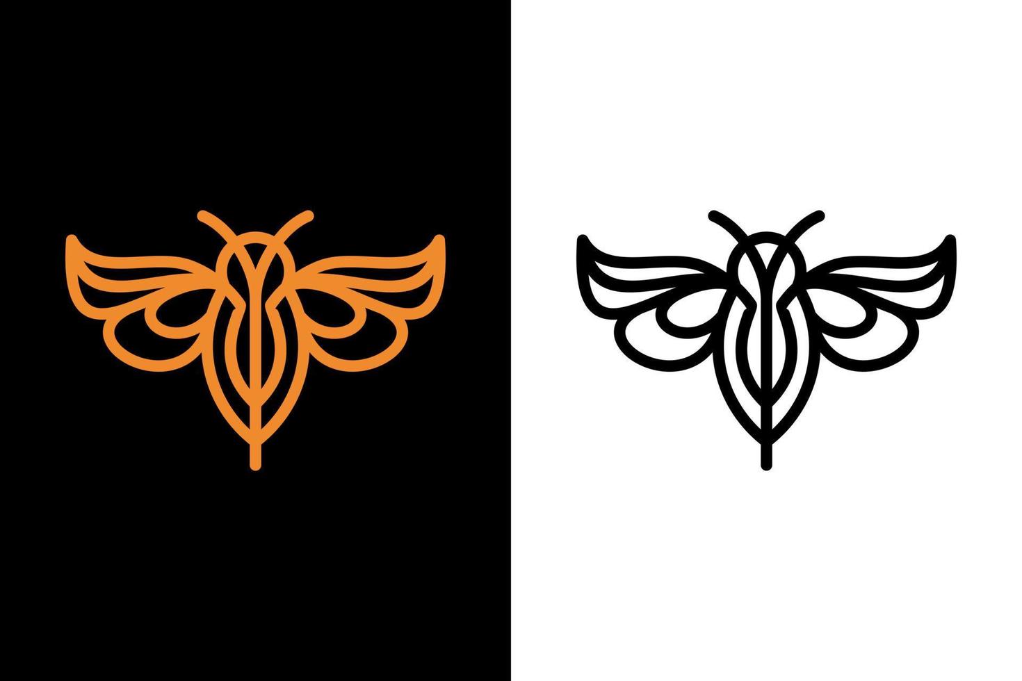 Línea de abejas con estilo plano minimalista en fondo blanco y negro, diseño de logotipo de plantilla vectorial editable vector