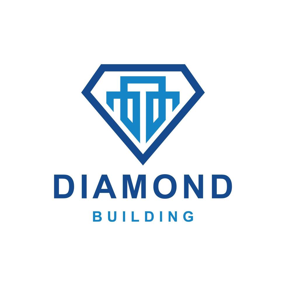 Vector Logo Design Combination of Diamond and Building with minimalist flat style