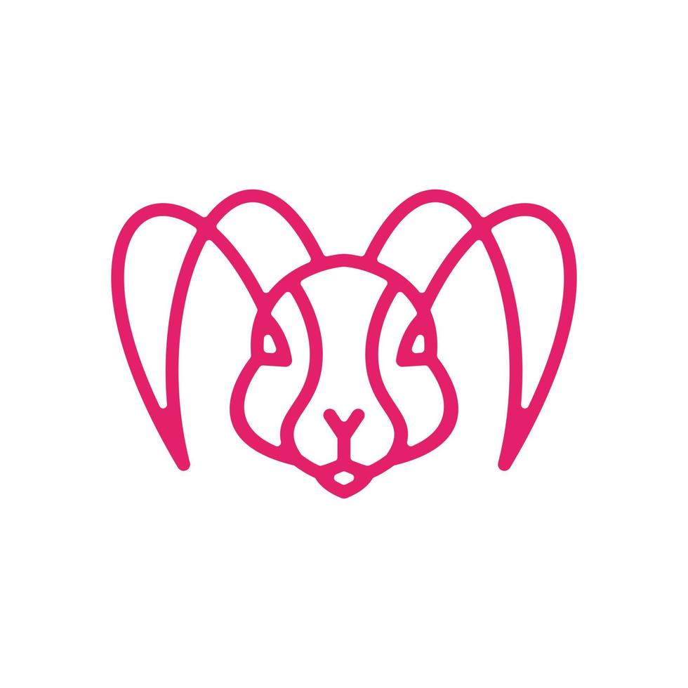 Rabbit line in white background, vector template logo design