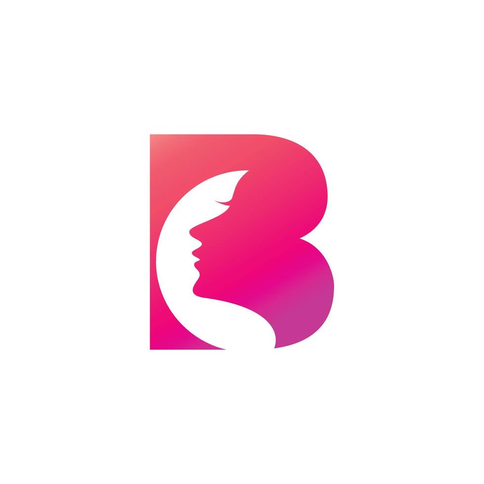 Letter B combination and Face Girls in white background , vector template logo design