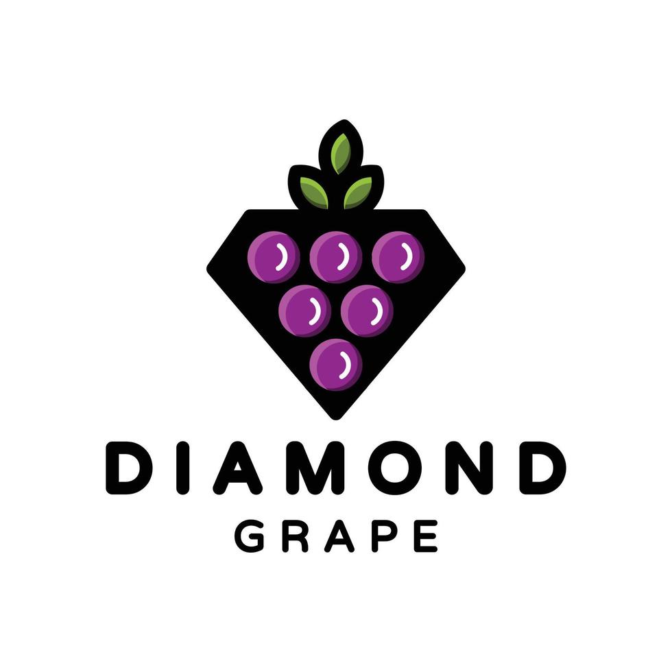 Combination Diamond and Grape with style flat Minimalist in background white vector template logo design editable