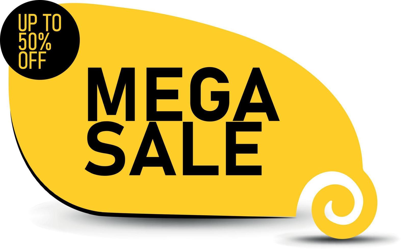 mega sale label in black and yellow colors. vector