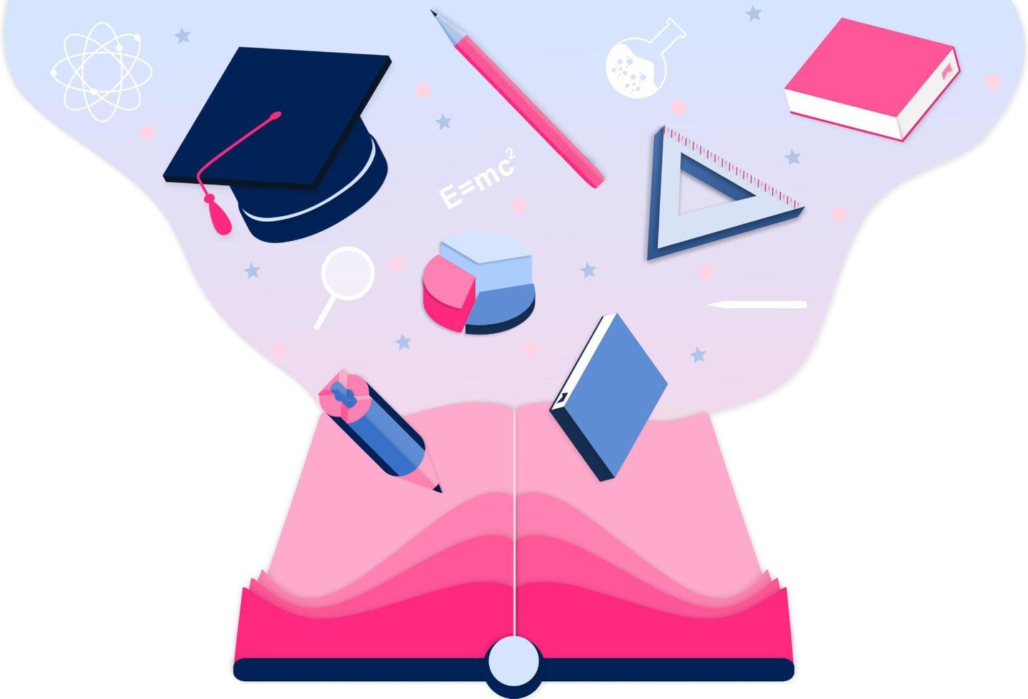 Landing page design template for back to school, studio, course, class, education. Modern design vector illustration concept for invitation, poster, banner, promotion, sale website mobile development