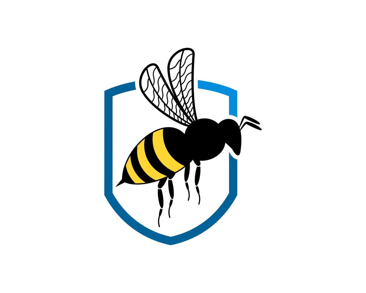 Protection shield with flying bee inside vector