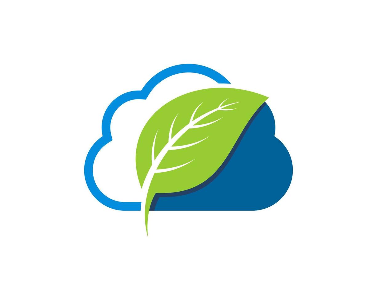 Simple cloud with nature leaf inside vector