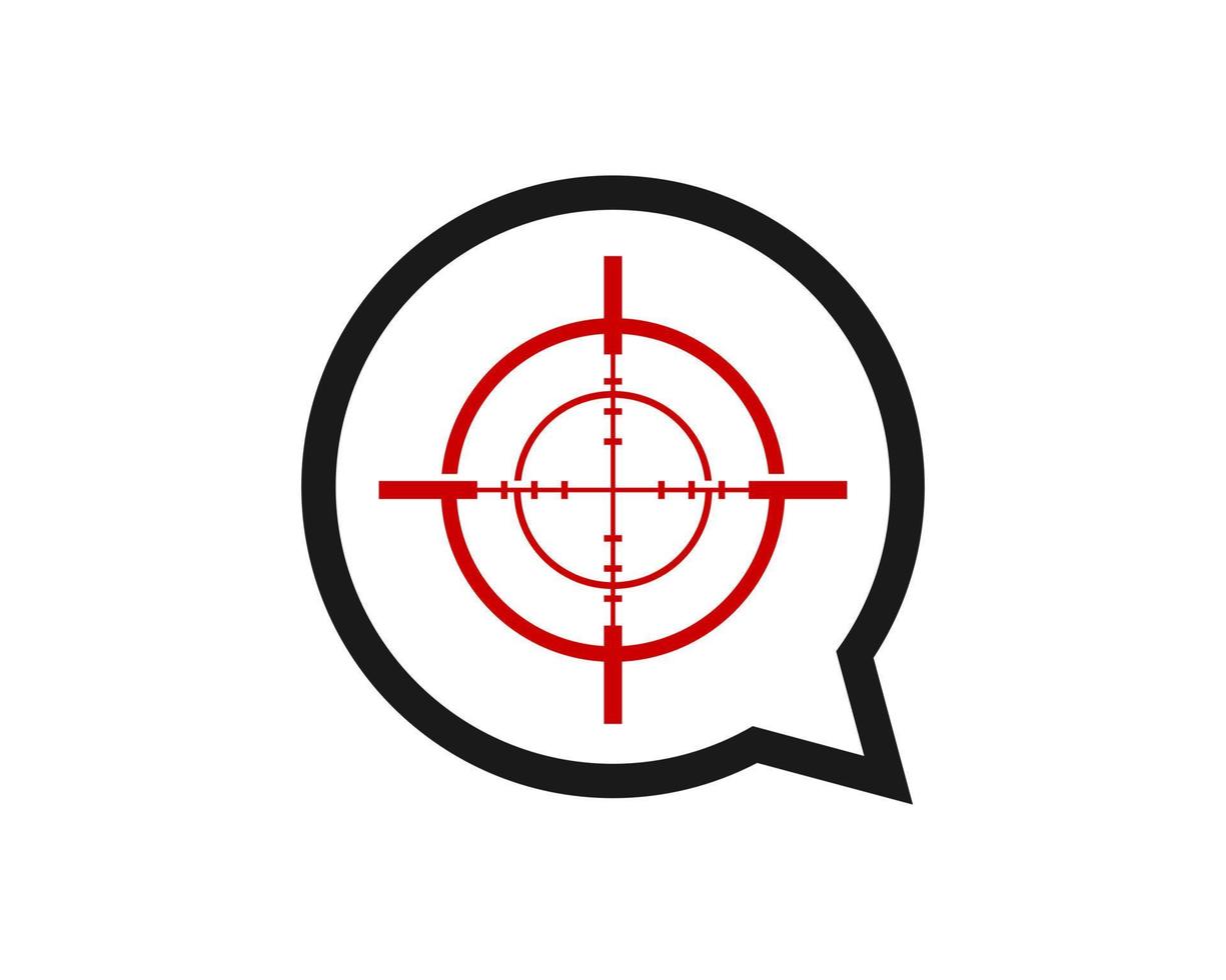Simple bubble chat with sniper symbol inside vector