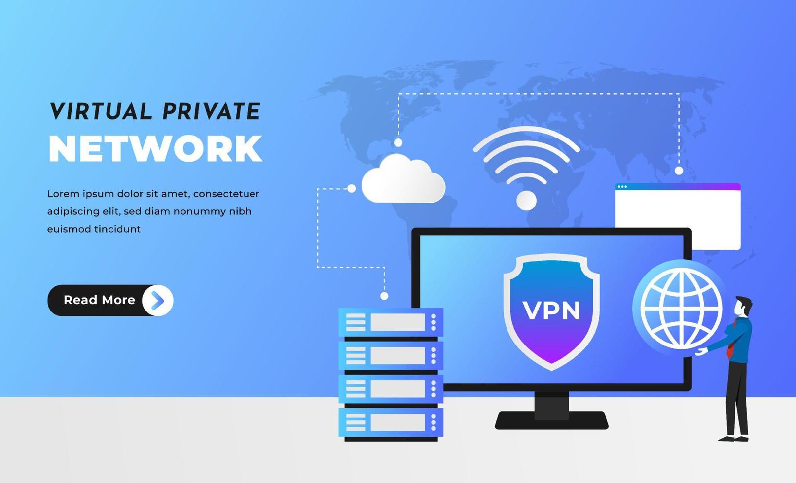 VPN service illustration landing page template. Illustration for ...