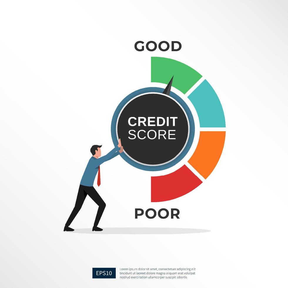 Credit score gauge concept. Vector illustration