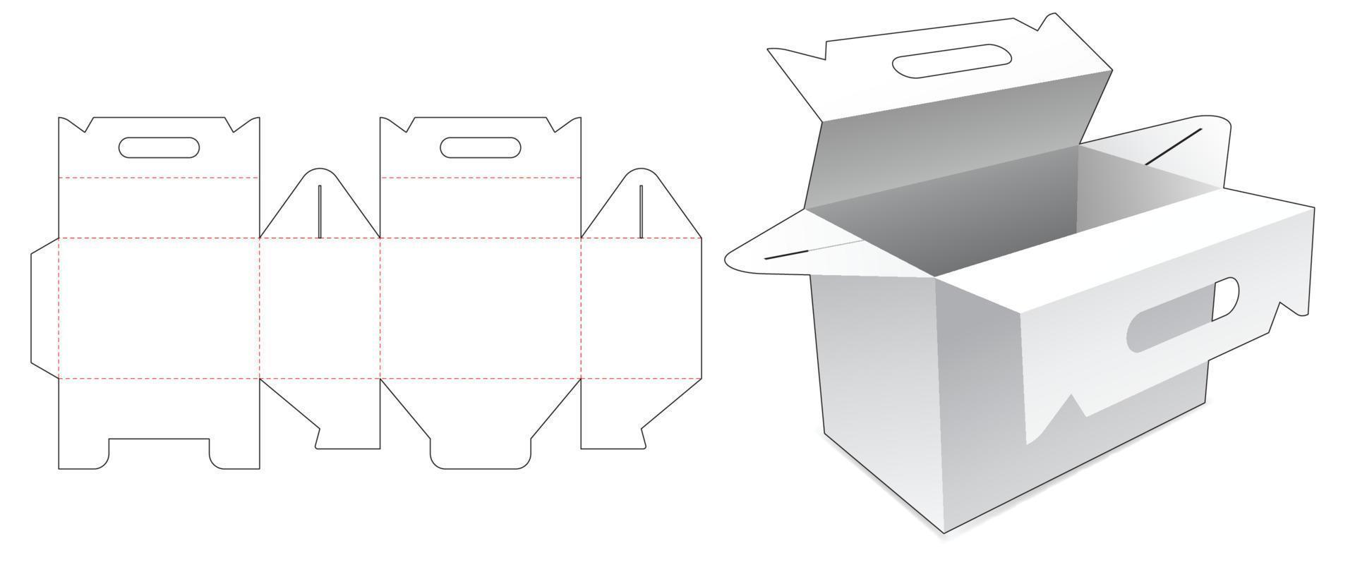 Plantilla troquelada de caja de mango de cartón vector