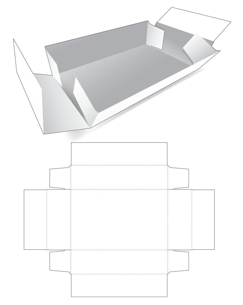 Cardboard folded tray die cut template vector