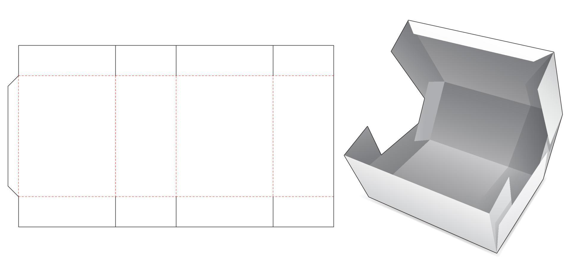 Plantilla troquelada de caja de envoltura doblada de cartón vector