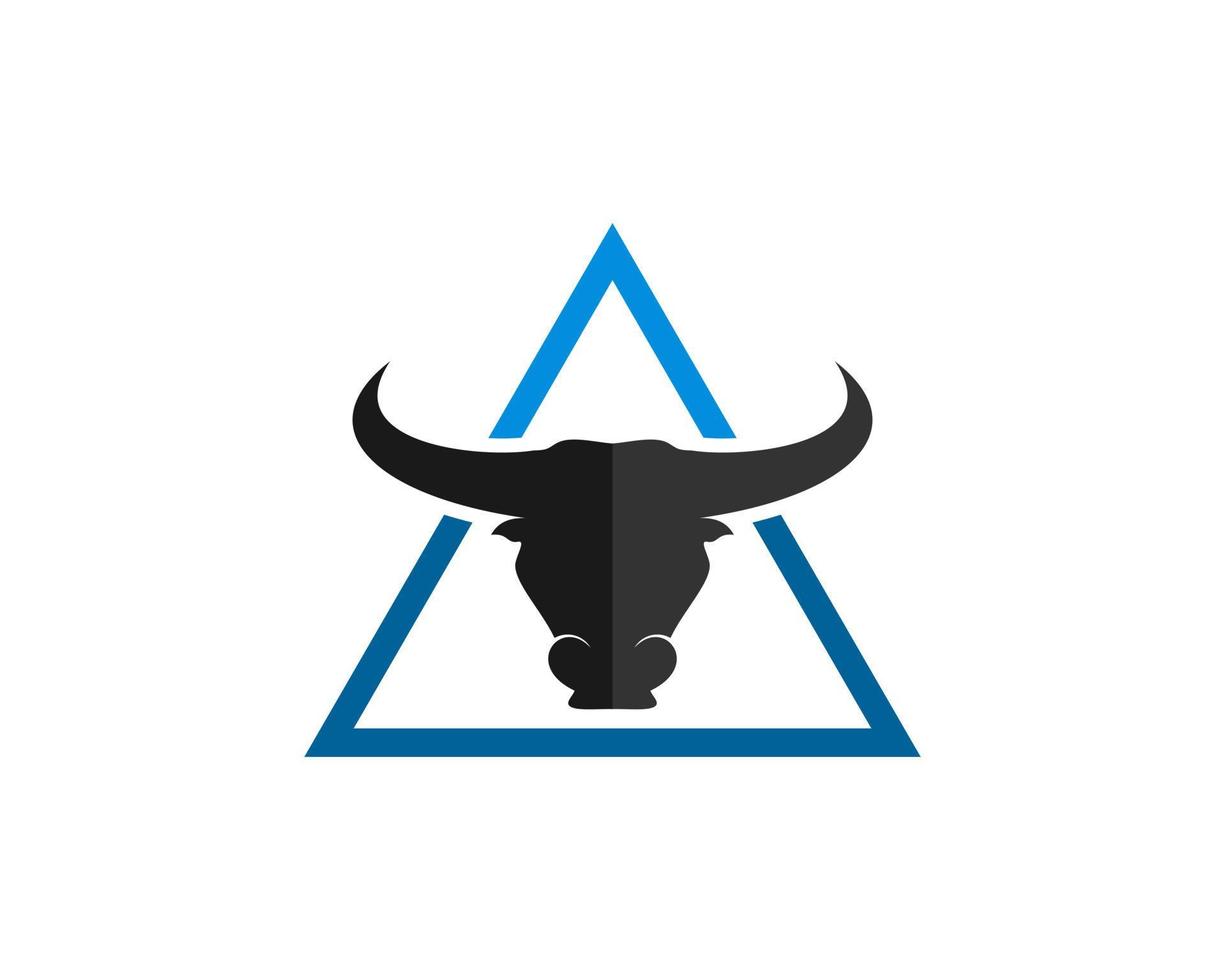 Blue triangle shape with bull head inside vector