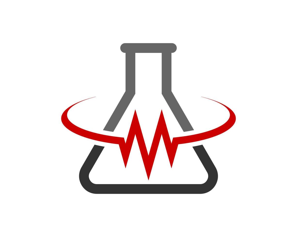 Triangle bottle laboratory with M letter initial and swoosh vector