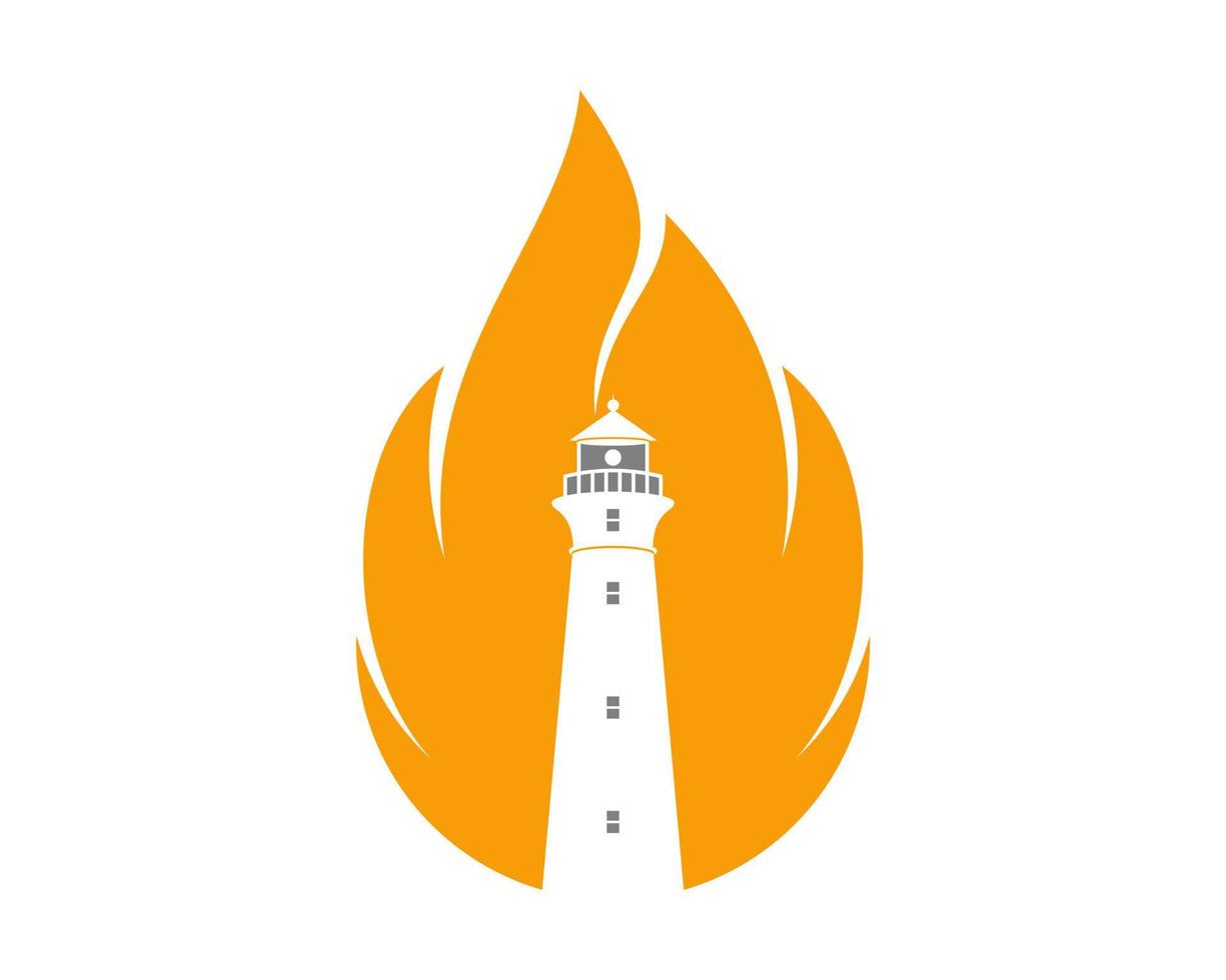 Lighthouse inside the fire flame vector