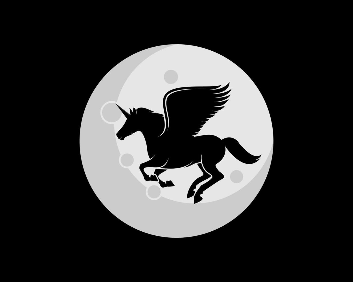 unicornio volador a la luz de la luna vector