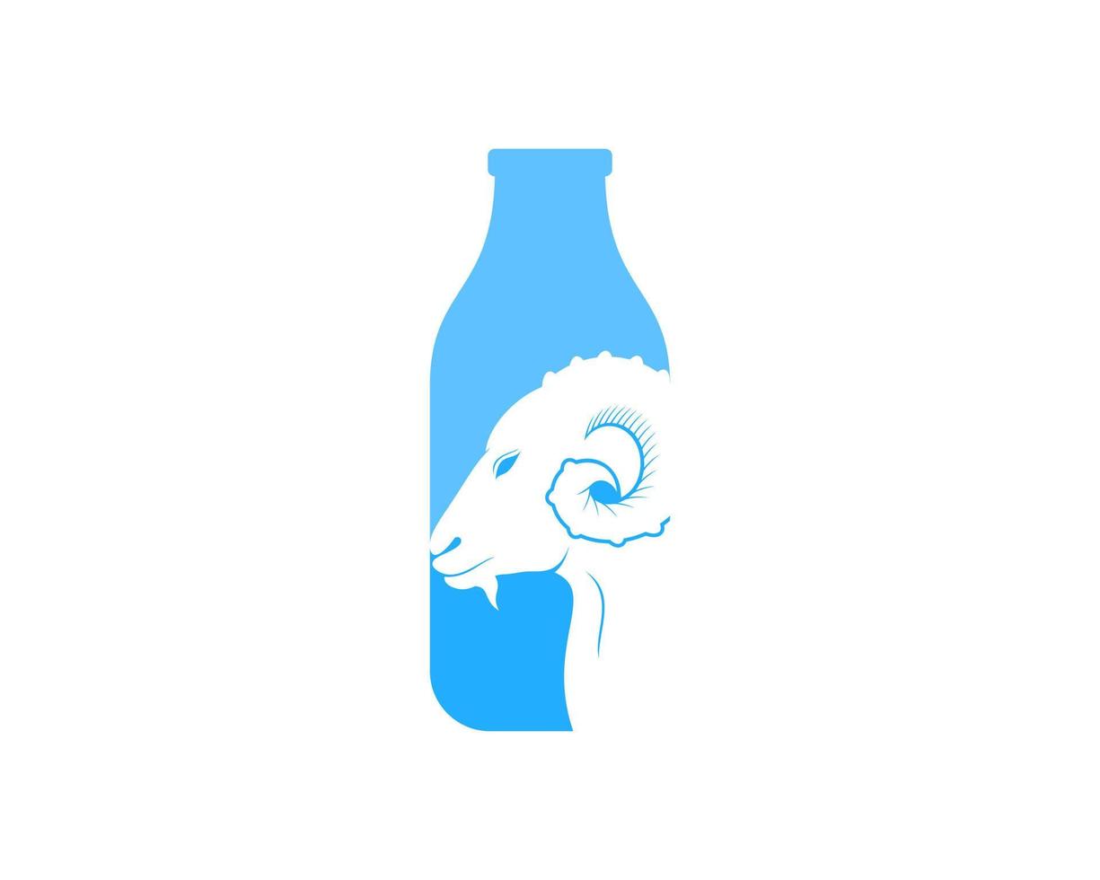blue Milk bottle with head goat inside vector