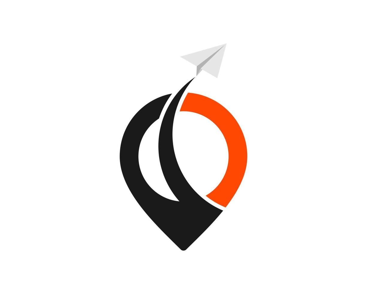 Pin location with swoosh and paper plane vector