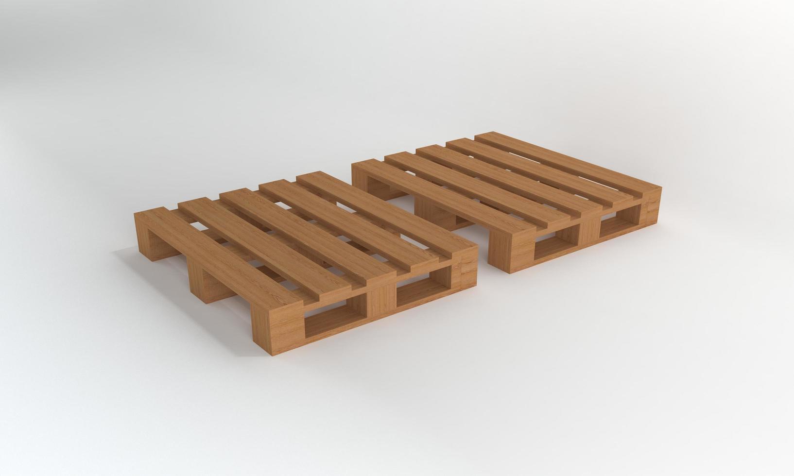 Perspective view Wooden pallet isolated on white Background,3D Rendering photo