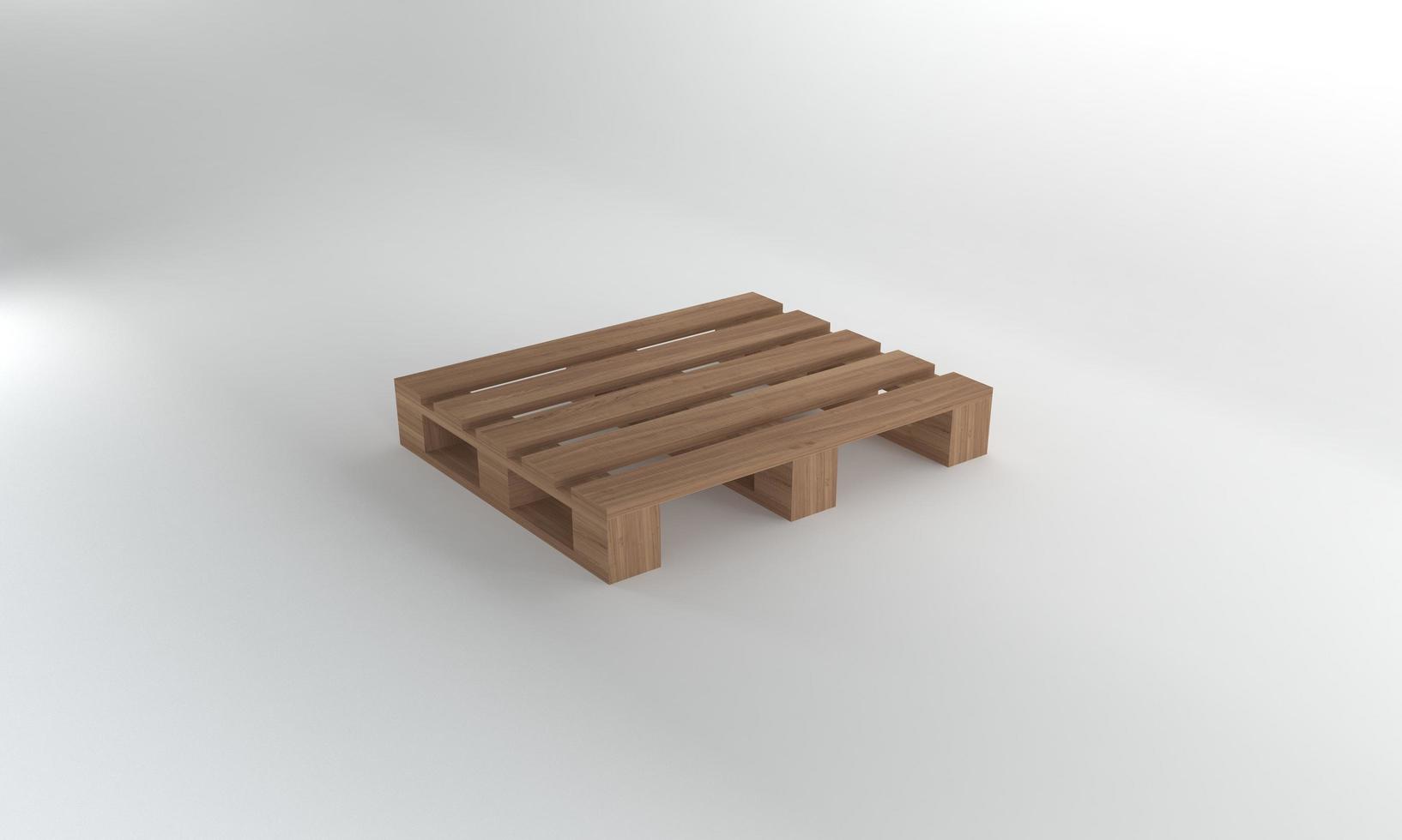 Palet de madera de vista en perspectiva aislado sobre fondo blanco, representación 3d foto