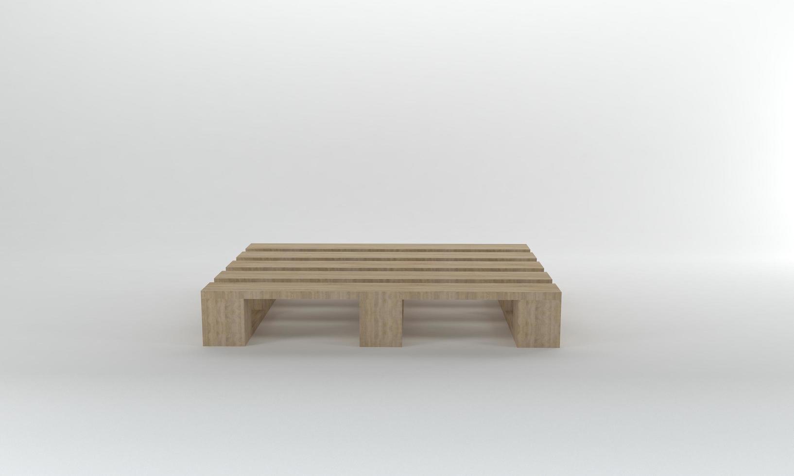 Front View Wooden pallet isolated on white Background,3D Rendering photo