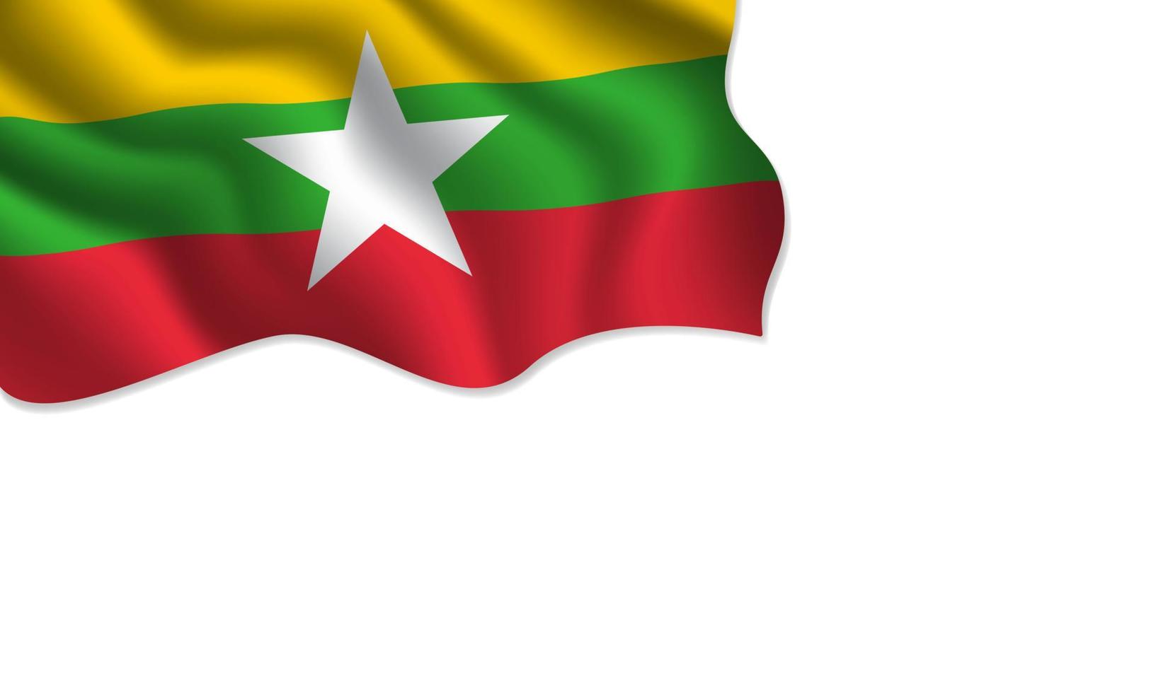 Myanmar flag waving illustration with copy space on isolated background vector