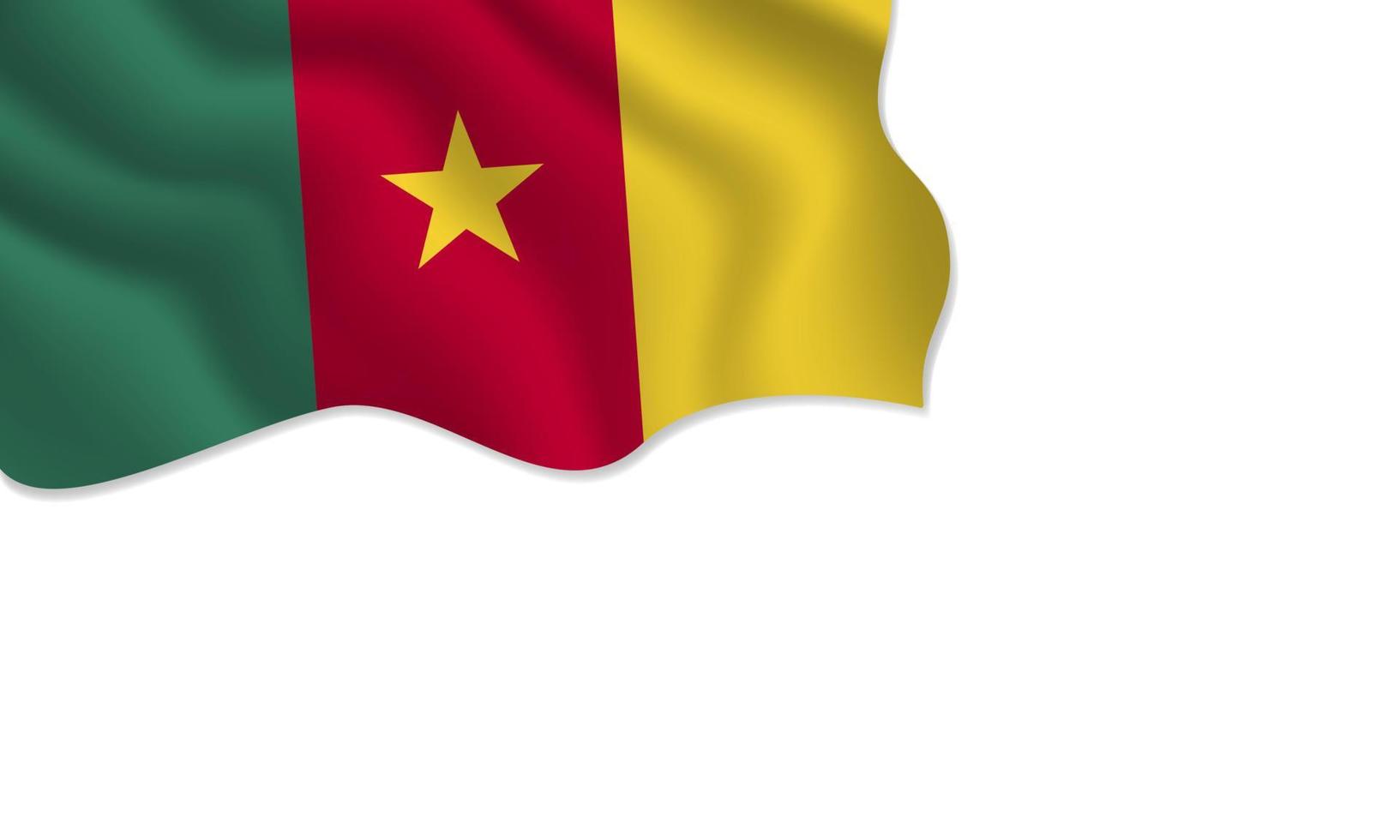 Cameroon flag waving illustration with copy space on isolated background vector