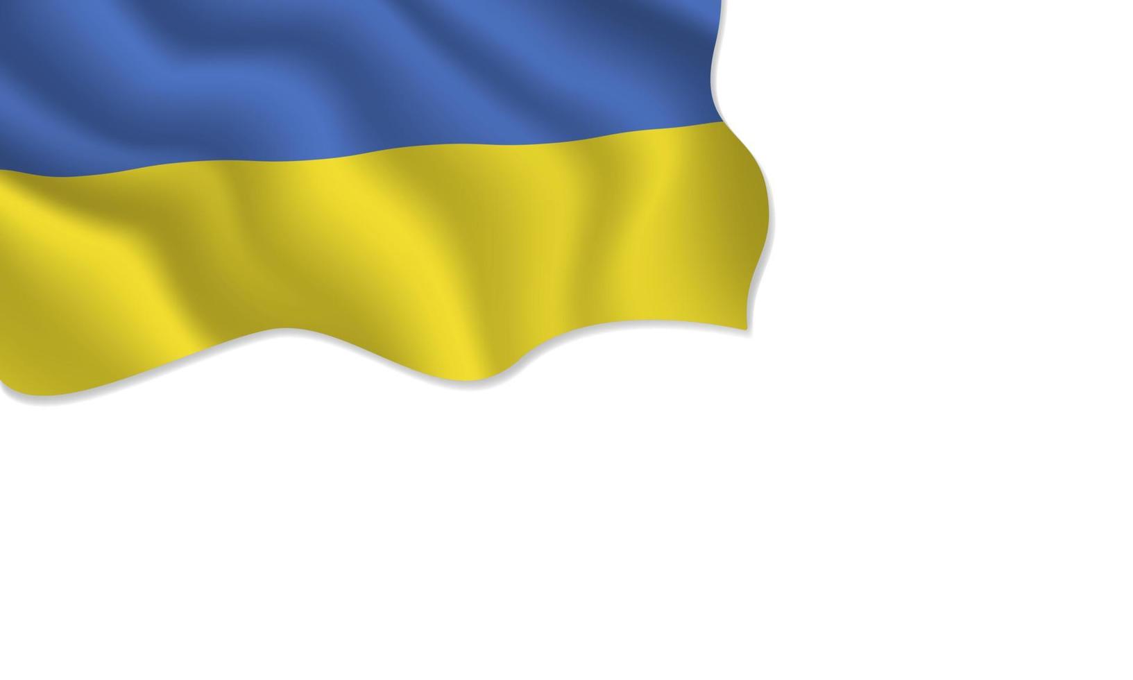 Ilustración que agita la bandera de Ucrania con espacio de copia sobre fondo aislado vector