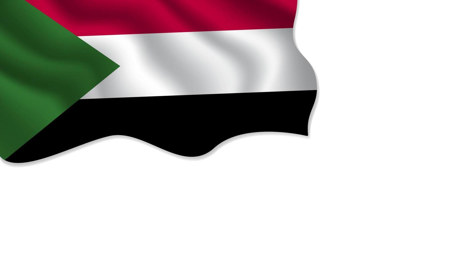 Sudan flag waving illustration with copy space on isolated background vector