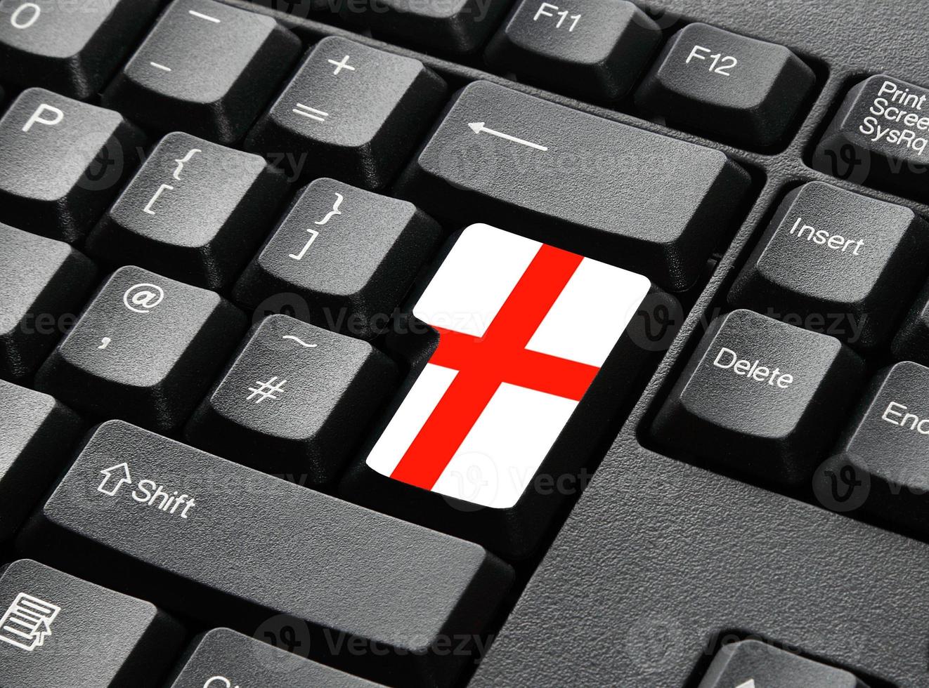 A Black Keyboard With Key In Flag Colours For England photo
