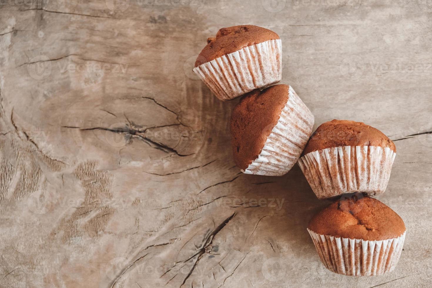 Chocolate cupcakes on wooden table background 4953493 Stock Photo at