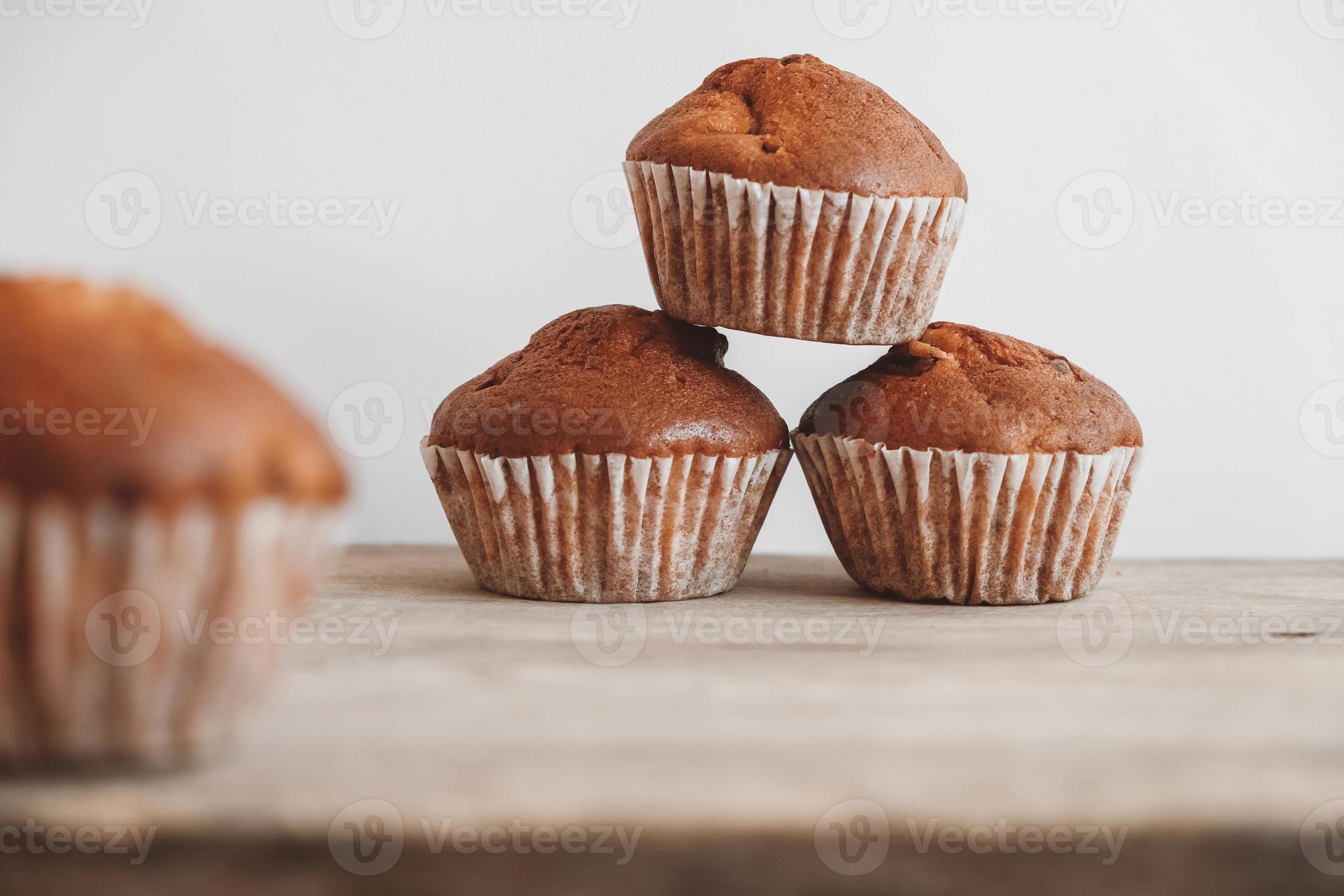 Chocolate cupcakes on wooden table background 4953510 Stock Photo at