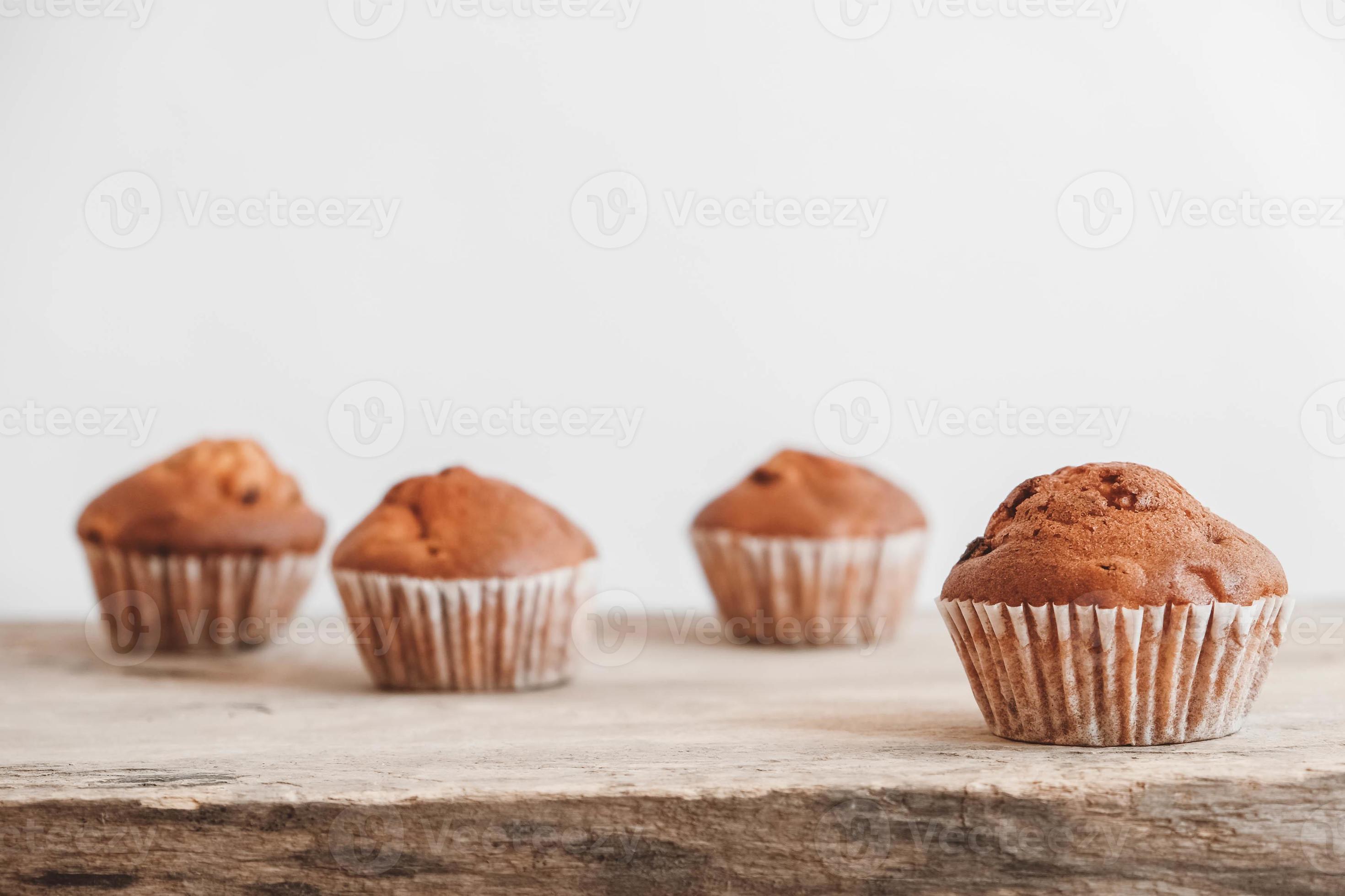 Chocolate cupcakes on wooden table background 4953511 Stock Photo at