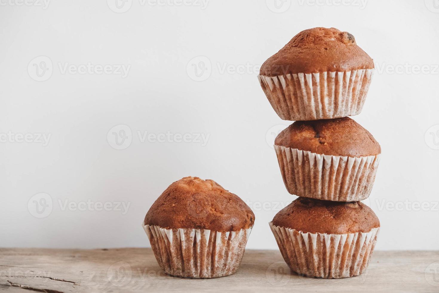 Chocolate cupcakes on wooden table background 4953520 Stock Photo at