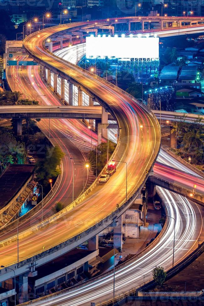 Expressway the infrastructure for transportation in modern city at twilight time photo