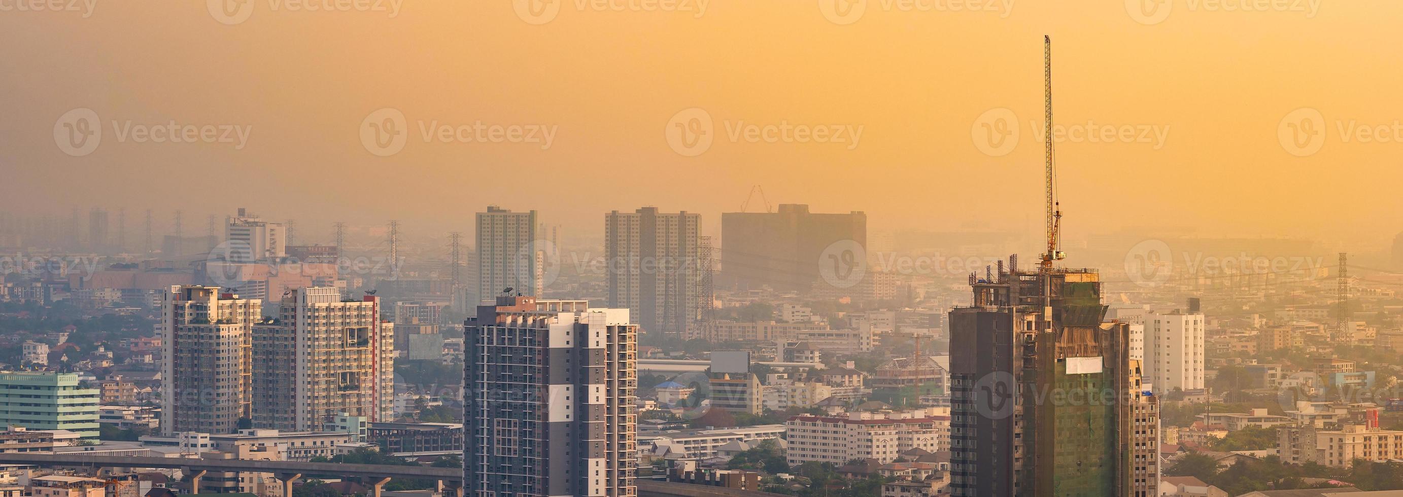 Bangkok Skyscraper view of many buildings and crane in construction field, Thailand. Bangkok is the most populated city in Southeast Asia with one sixth of population live and visit Bangkok every day photo