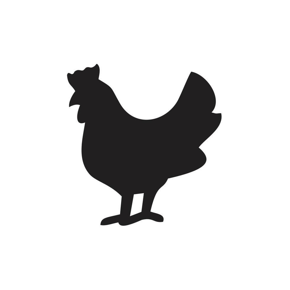 Plantilla de icono de pollo color negro editable. vector