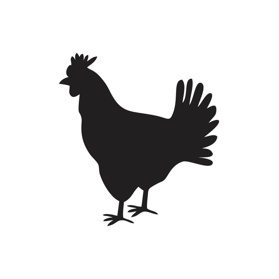 Plantilla de icono de pollo color negro editable. vector