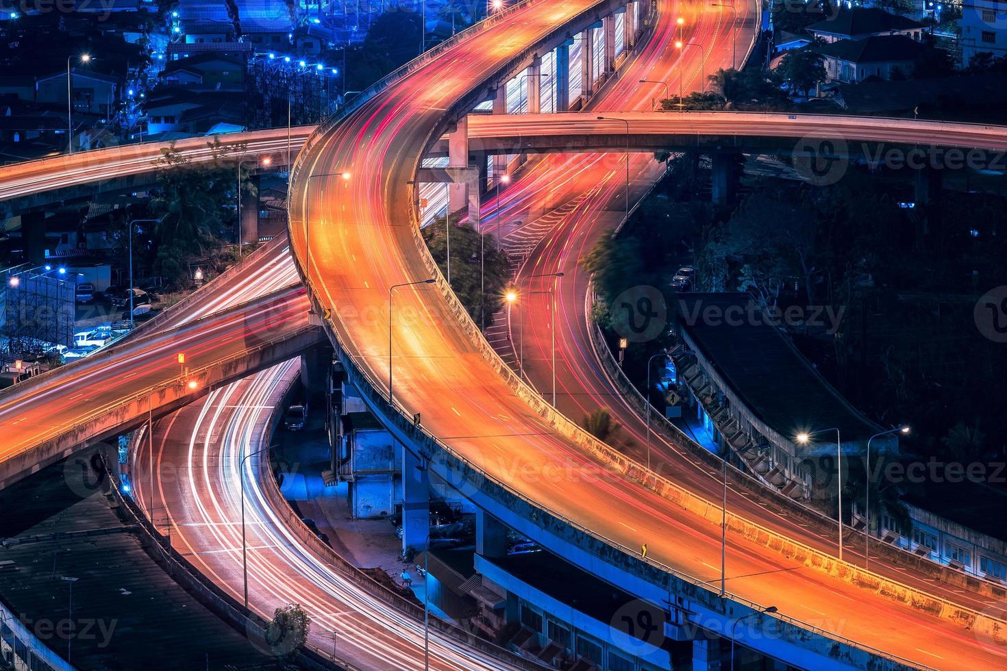 Expressway road in the centre of Bangkok,Thailand. Expressway is the infrastructure for transportation in big city. photo