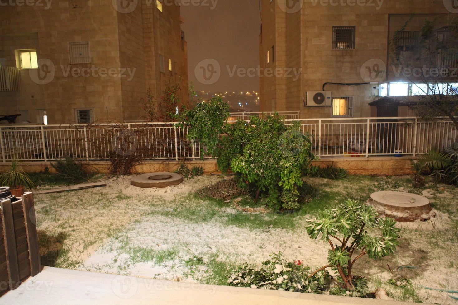 Snow in Jerusalem and the surrounding mountains photo