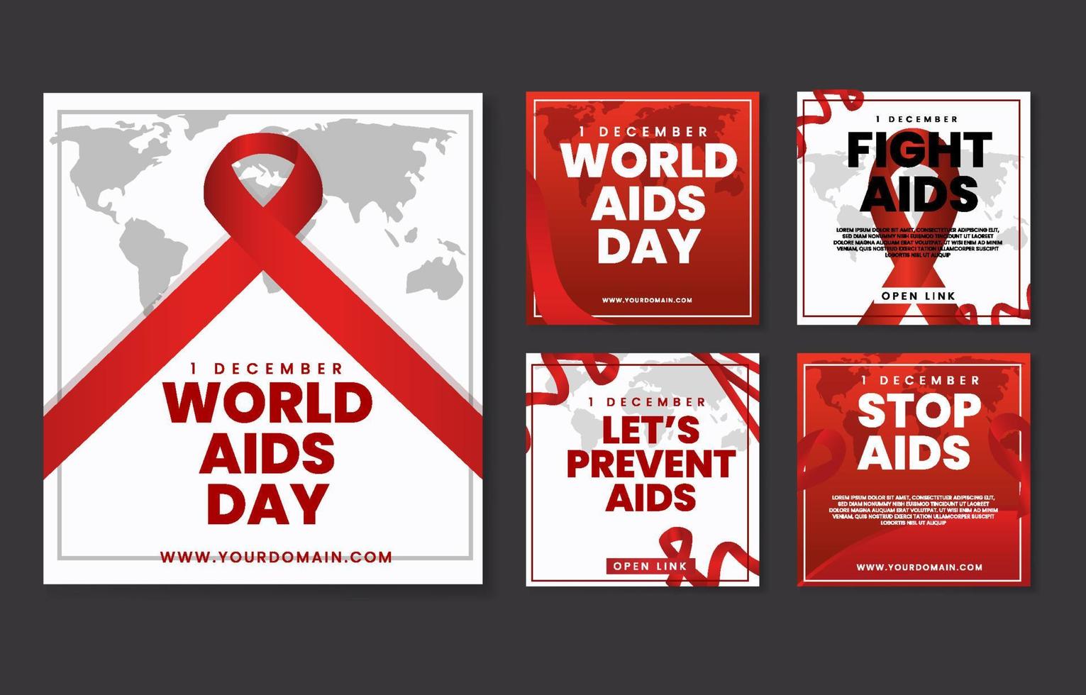 World Aids Day Social Media Post Set vector