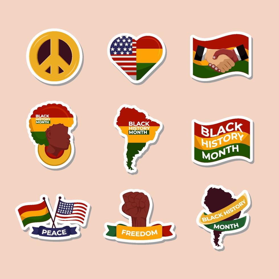 Black History Month Sticker Set Collection vector