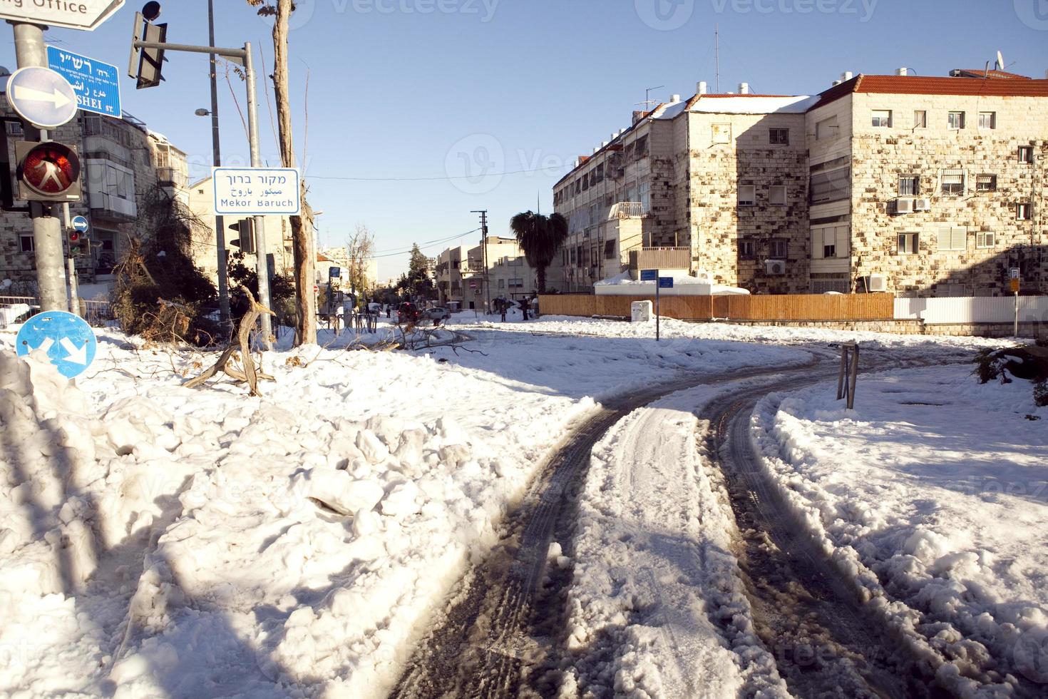 Snow in Jerusalem and the surrounding mountains photo