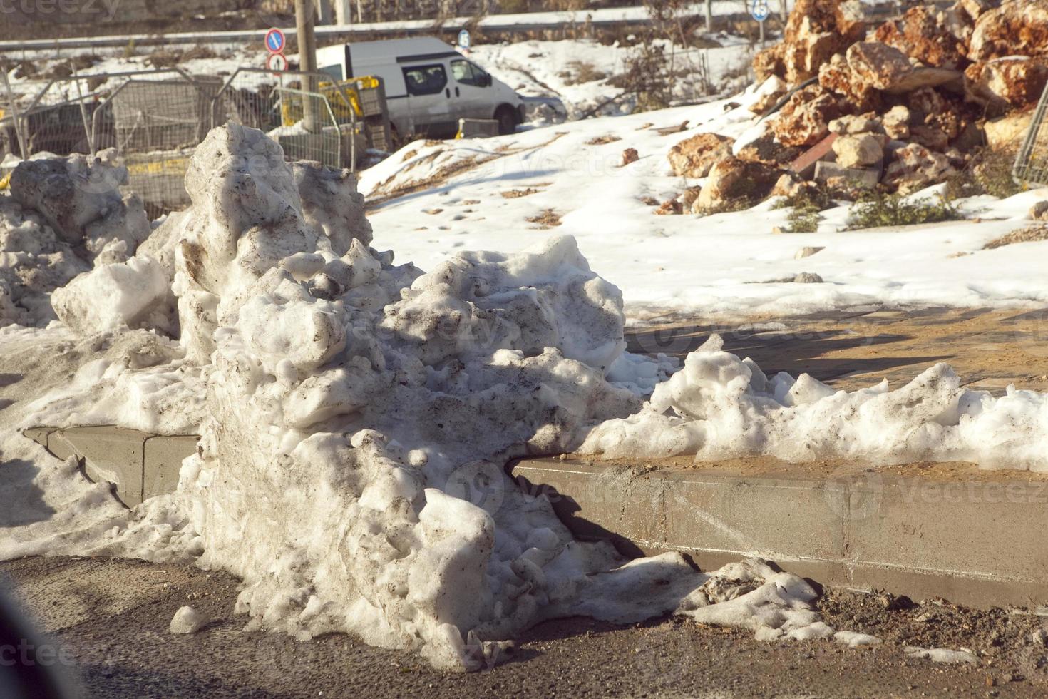 Snow in Jerusalem and the surrounding mountains photo