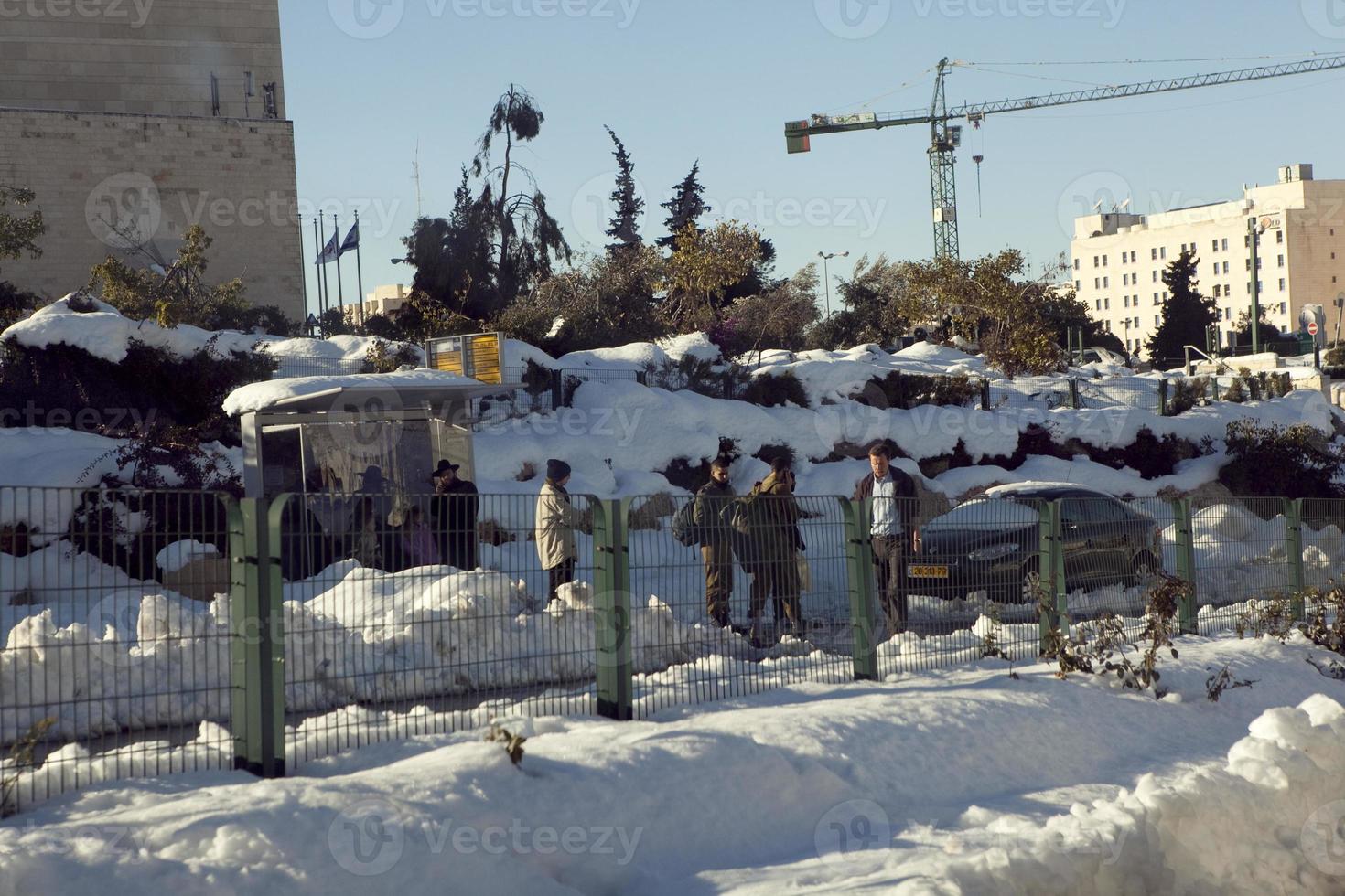 Snow in Jerusalem and the surrounding mountains photo
