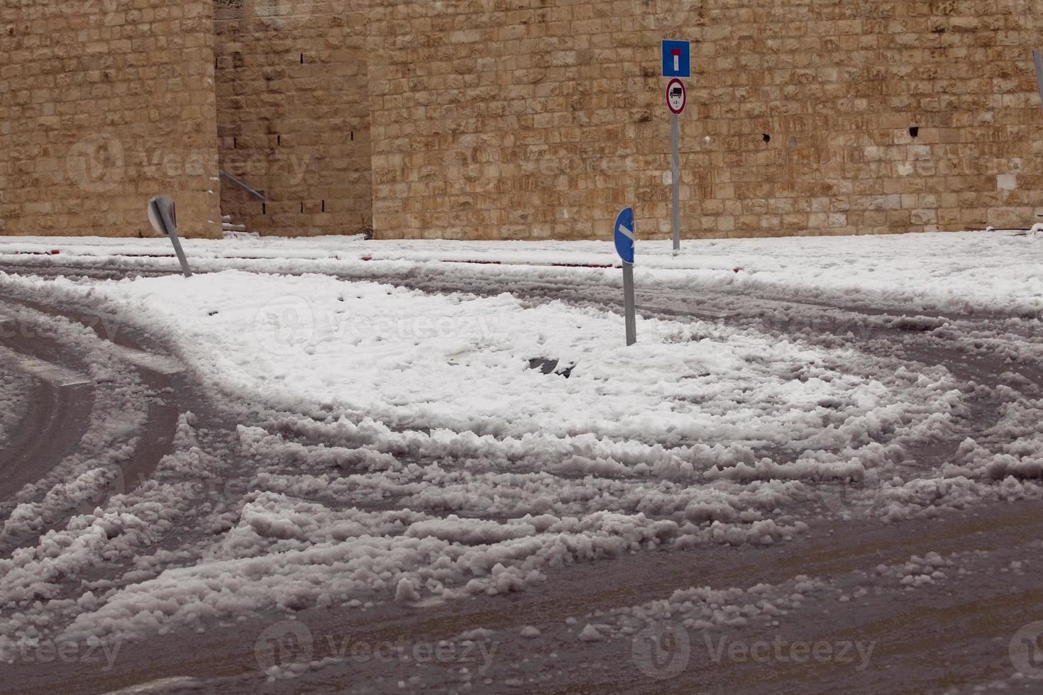 Snow in Jerusalem and the surrounding mountains photo