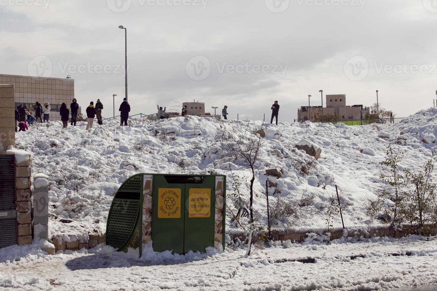 Snow in Jerusalem and the surrounding mountains photo