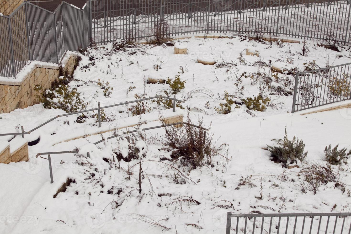 Snow in Jerusalem and the surrounding mountains photo